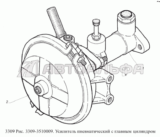 Усилитель пневматический с главным цилиндром ГАЗ 3309 (Евро 2)